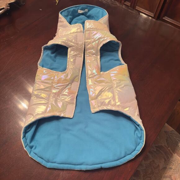 Metallic Dog Puffer Jacket W/ Hood. XL. Hook & Loop Tape closure Water Resistant - Picture 1 of 12